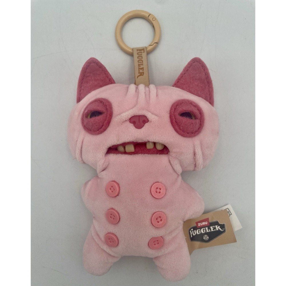 Fuggler Alley Cats Plush Bag Charm Wrinkle McStinkles Keychain Plush 5" Pink Cat